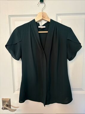 Calvin Klein Black Short Flutter Sleeve V-Neck Blouse